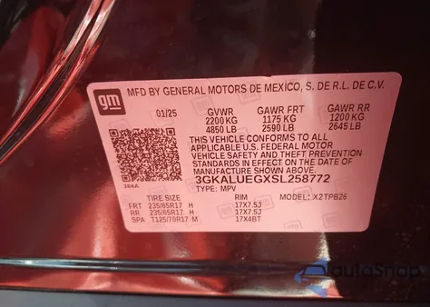 2025 GMC Terrain Awd Elevation z USA, uszkodzony, nr VIN 3GKALUEGXSL258772